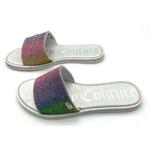 Juicy Couture Yippy Rainbow Rhinestones Glitter Pool Slides Ladies 11 - Picture 5 of 9